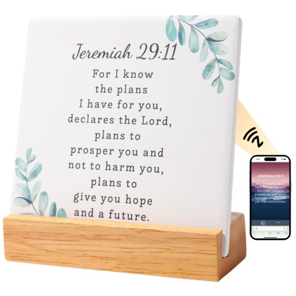 For I Know the Plans I Have for You Bible Verse Plaque Sign Desk Decor with NFC